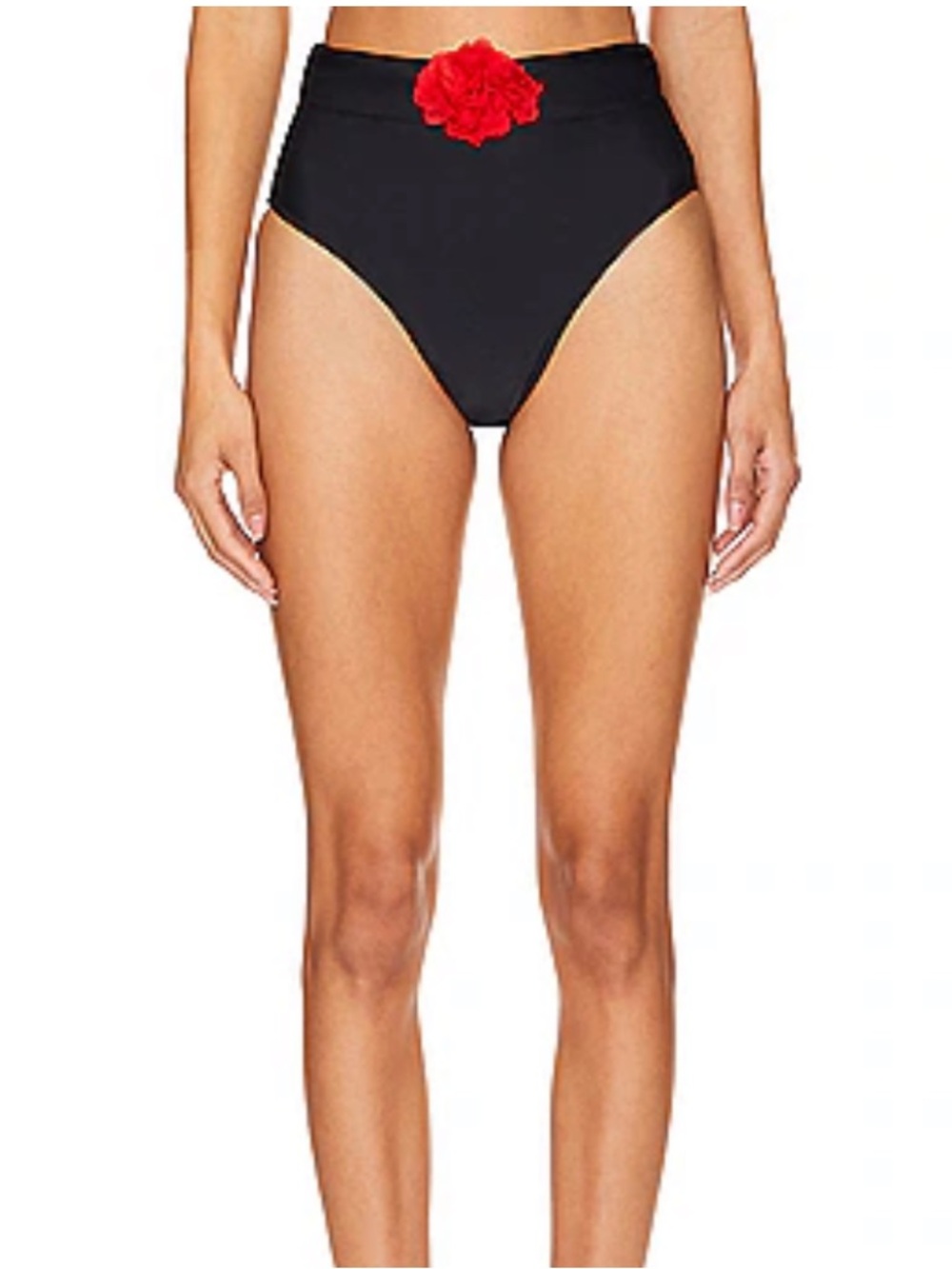 Lovers + Friends Black High-Rise Swim Bottom with Red Flower